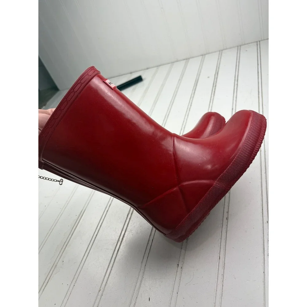 Hunter First Classic Military Red Waterproof Rubber Rain Boots Kids Unisex US 11